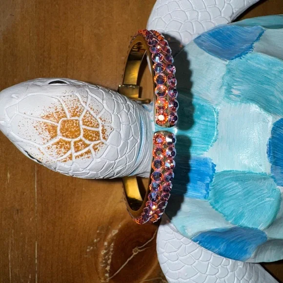 Kirks Folly Womens Cuff Watch Bracelet GoldTone Purple AB Crystal 6” - Picture 6 of 10